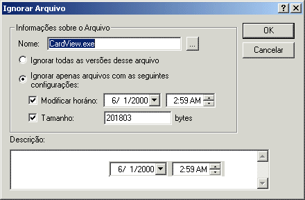 Caixa de dilogo Ignorar Arquivo