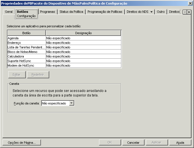 Pgina Botes: Configurao