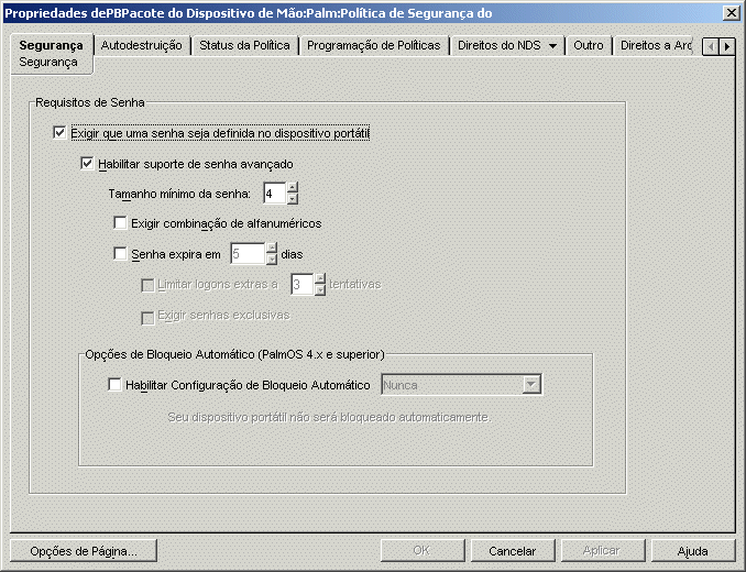 Pgina Segurana do Palm