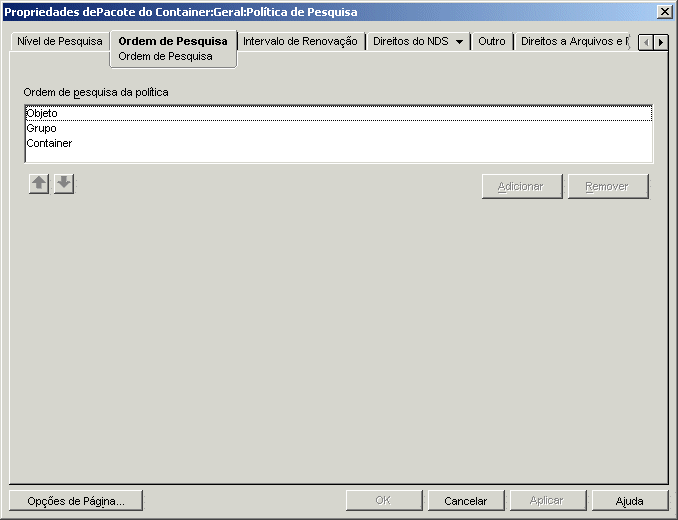 Página Ordem de Pesquisa