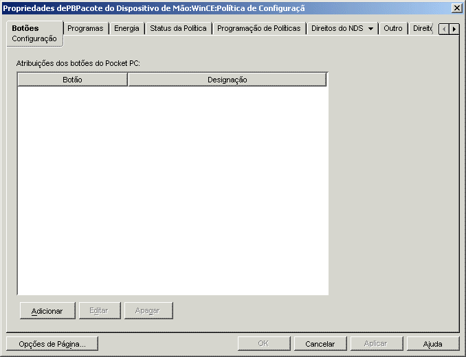Caixa de dilogo Propriedades do Pacote do Dispositivo Porttil