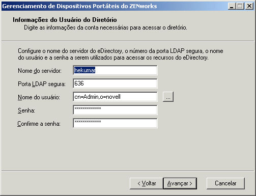 caixa de dilogo Informaes do Usurio do Diretrio