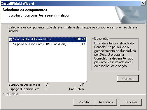 Pgina Selecionar Componentes