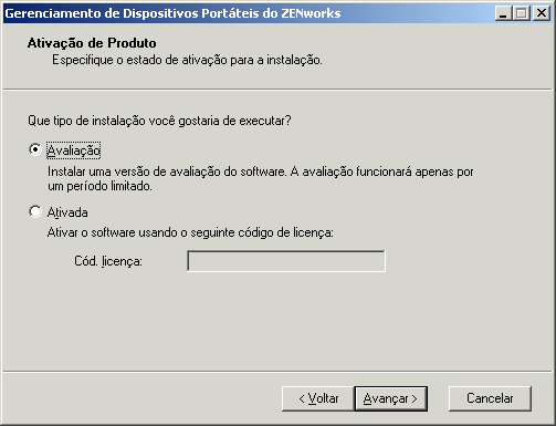 caixa de dilogo Ativao de Produto