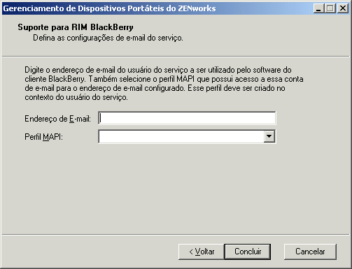 pgina Suporte do RIM BlackBerry