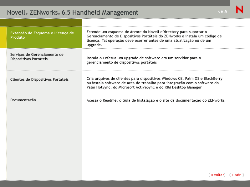 pgina Instalao do Servidor do Gerenciador de Dispositivos Portteis do ZENworks
