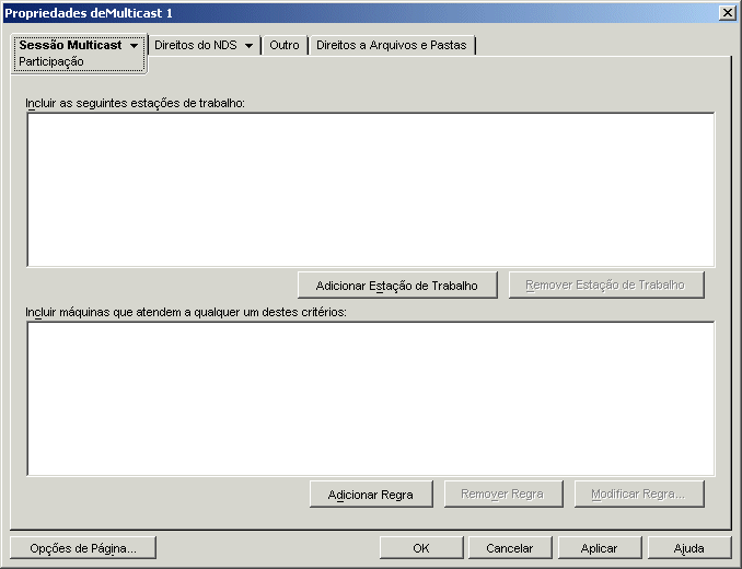 Página Participação na sessão multicast.
