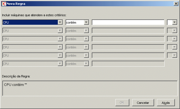 Caixa de diálogo Nova Regra.
