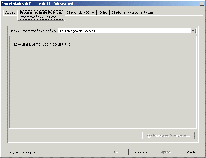 A página Programação de Políticas.