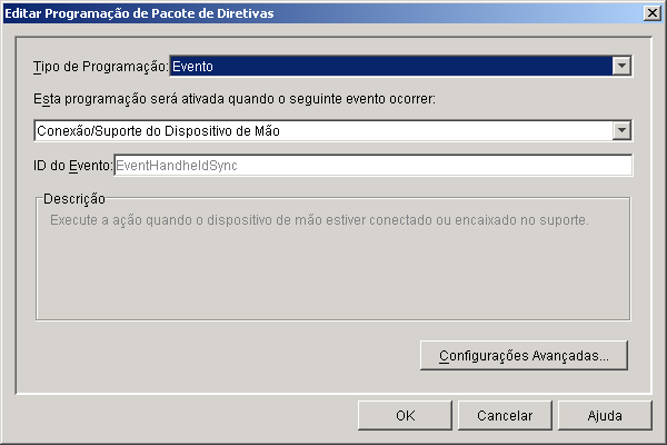 Captura de tela da caixa de dilogo Editar programao de pacote de polticas.
