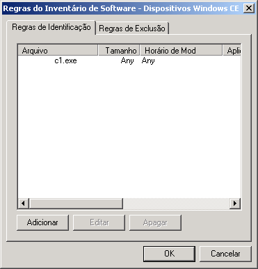 Captura de tela da caixa de dilogo Regras do inventrio de software.