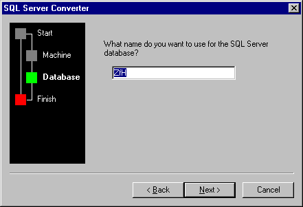 Captura de tela da janela do Conversor do SQL Server.