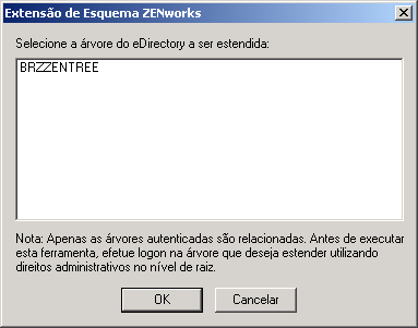 Captura de tela da caixa de dilogo Extenso de esquema do ZENworks.