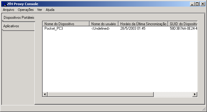 Captura de tela do Console do Proxy do ZfH.-