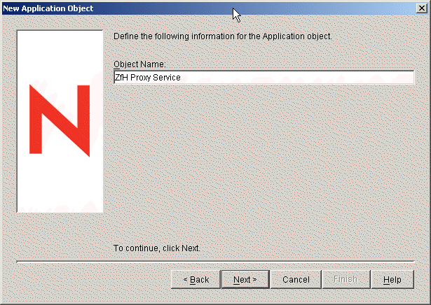 Captura de tela da pgina Novo objeto Aplicativo com o nome do objeto preenchido.