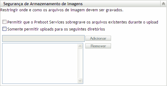 Seção Segurança de Armazenamento de Imagens
