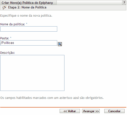 página Nome da Política