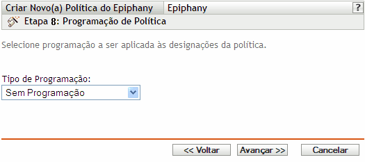 página Programação de Política