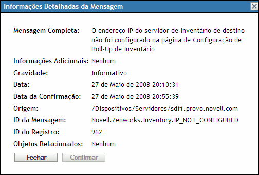 Informações detalhadas referentes ao evento