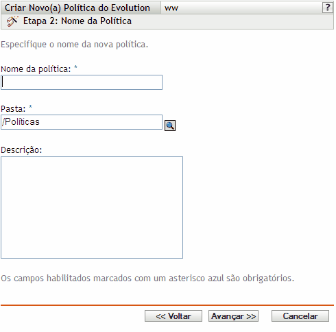 página Nome da Política