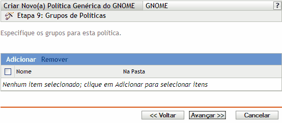 Página Grupos de Políticas