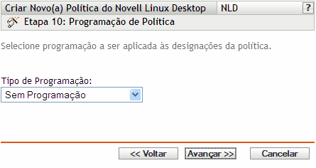 página Programação de Política