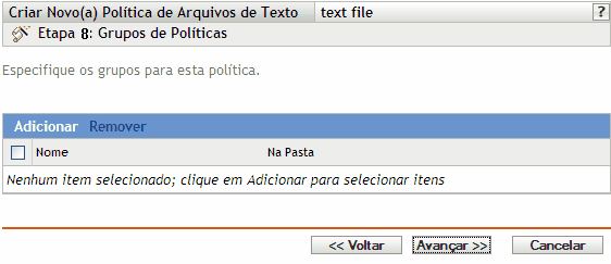 Página Grupos de Políticas