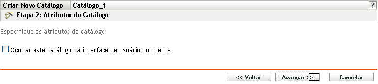 Página Atributos do Catálogo