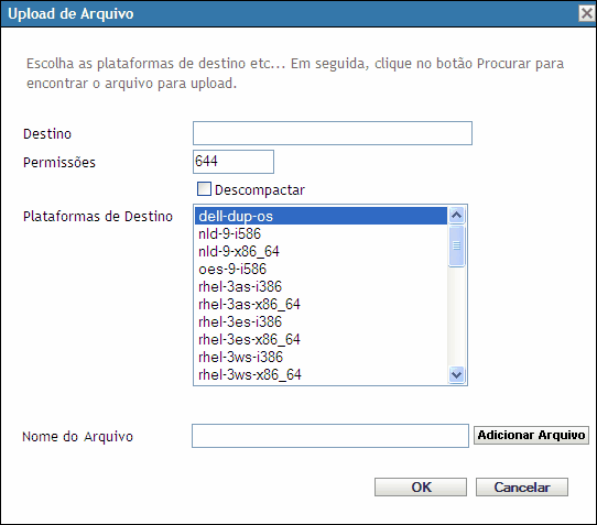 Caixa de diálogo Upload de Arquivo