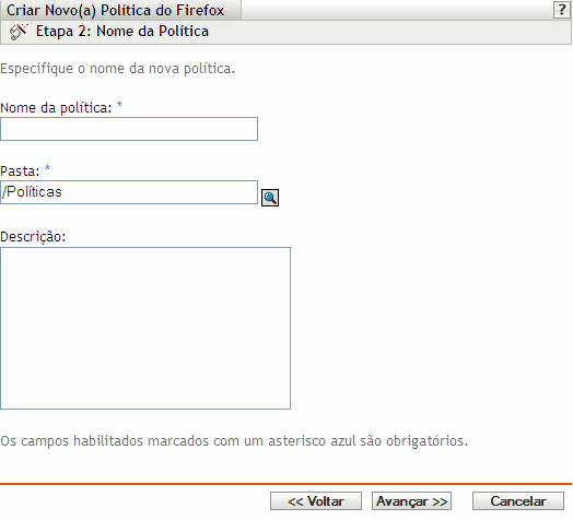 página Nome da Política