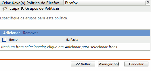 Página Grupos de Políticas