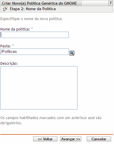 página Nome da Política