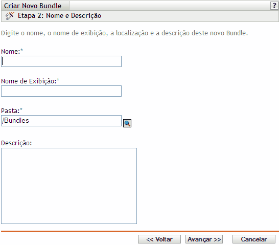 Página Etapa 2: Nome e Descrição