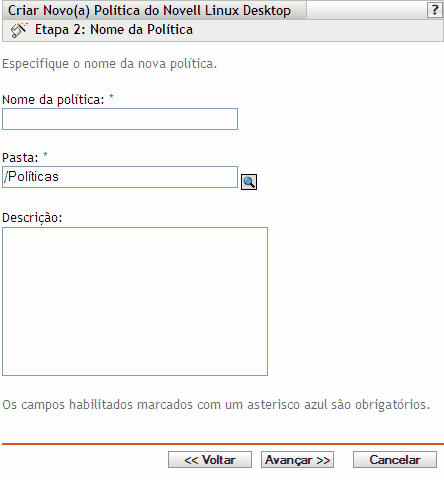 página Nome da Política
