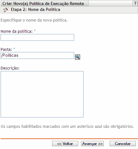 página Nome da Política