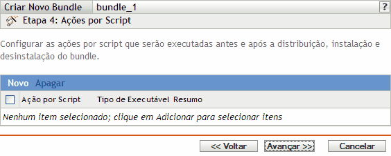 Página Ações por Script