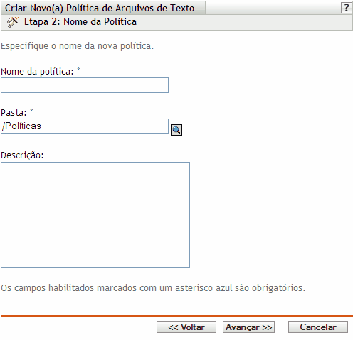 página Nome da Política
