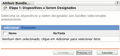 Página Designações de Bundles