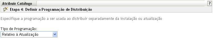 Página Programação de Distribuição de Bundle