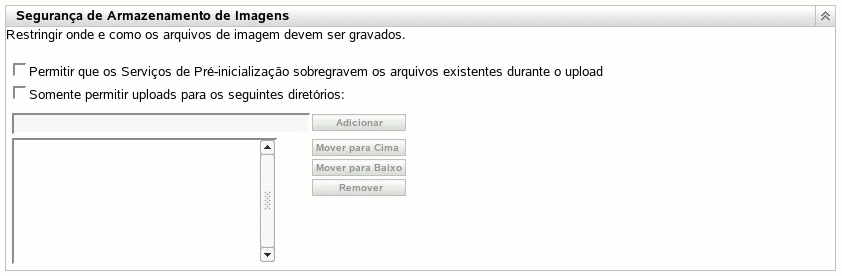 Seção Segurança de Armazenamento de Imagens