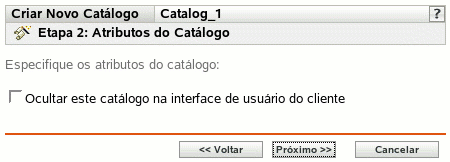 Página Atributos do Catálogo