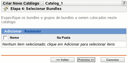 Página Selecionar Bundles