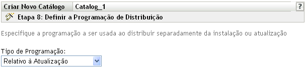 Página Programação de Distribuição de Bundle