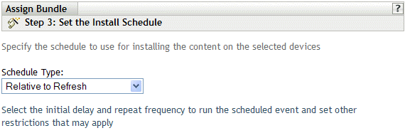 Página Programação de Instalação de Bundle