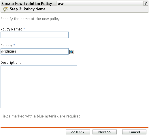Página Nome da Política
