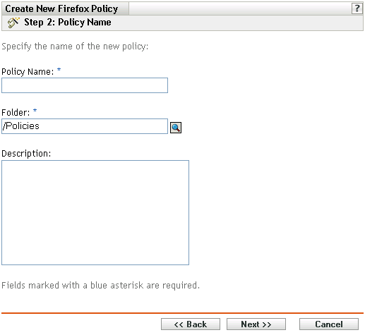 Página Nome da Política