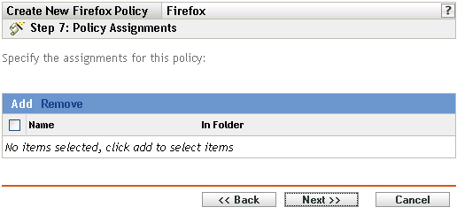 Página Designações de Políticas