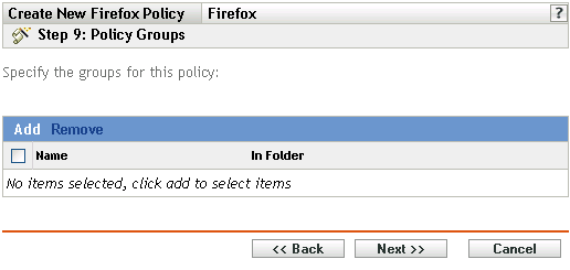 Página Grupos de Políticas
