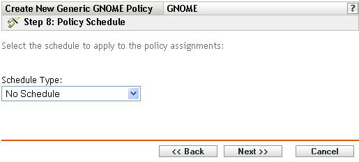 Página Programação de Política