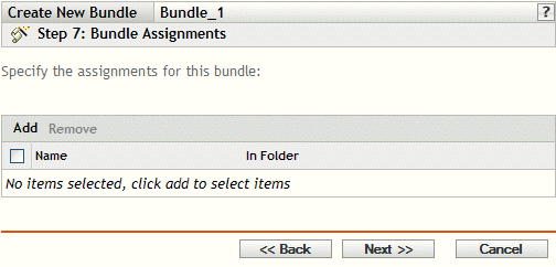 Página Designações de Bundles